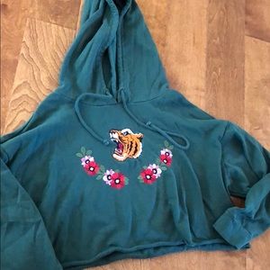 Tiger flower cropped hoodie